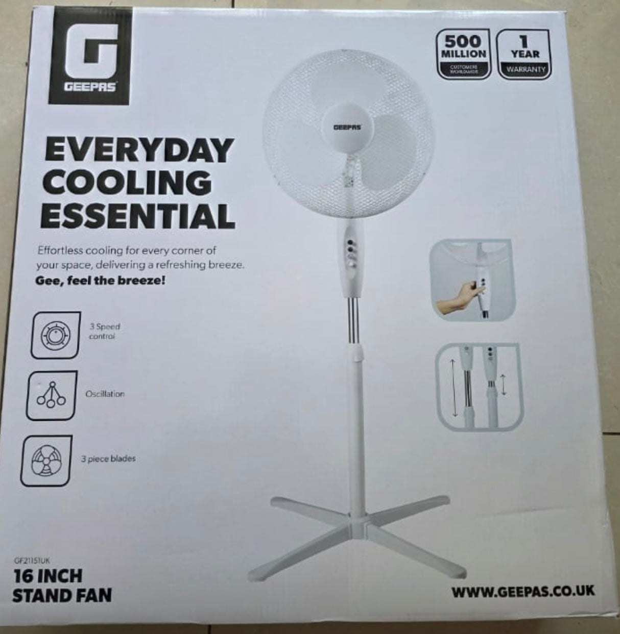 Pedestal floor standing fan 16”