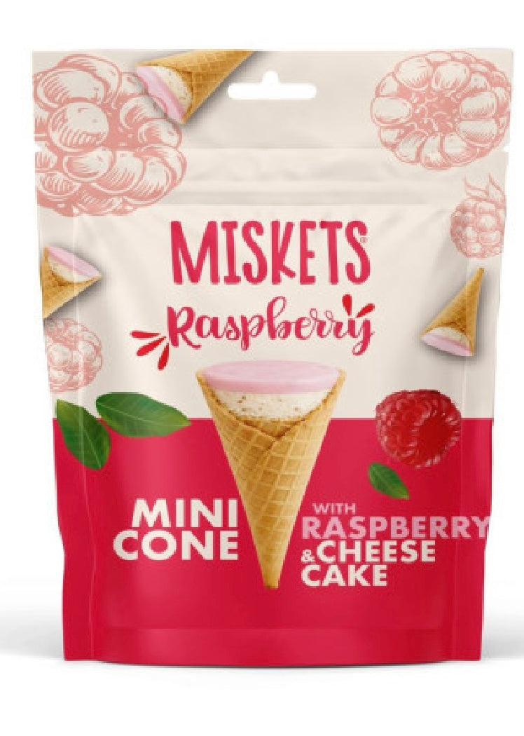 Miskits raspberry and cheesecake waffle cones